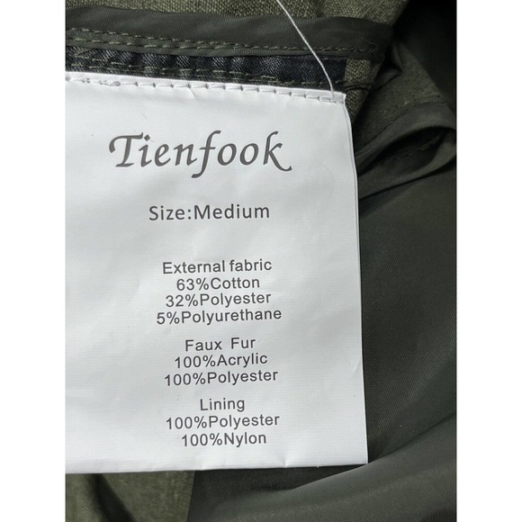 TIENFOOK Men Parka Jacket Winter Coat Drawstring Waist Hood DetachableMed - Picture 9 of 14